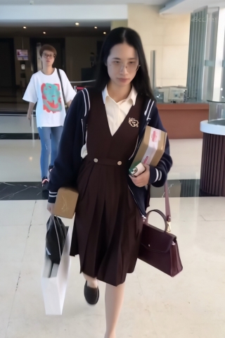 TK294-长发制服妹子薄丝开闪