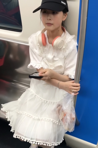 TK277-白色长裙肉丝妹子开闪