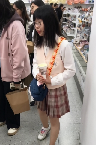 TK266-jk眼镜妹子超薄肉丝开闪