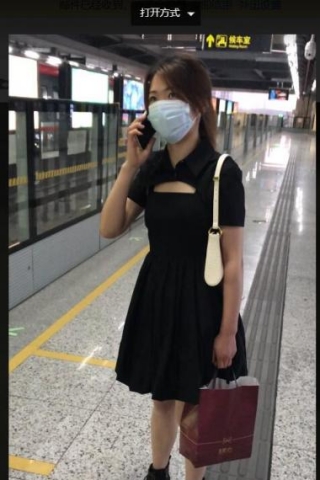 TK380-原创 投稿 抄底连衣裙马尾妹子薄丝黑n